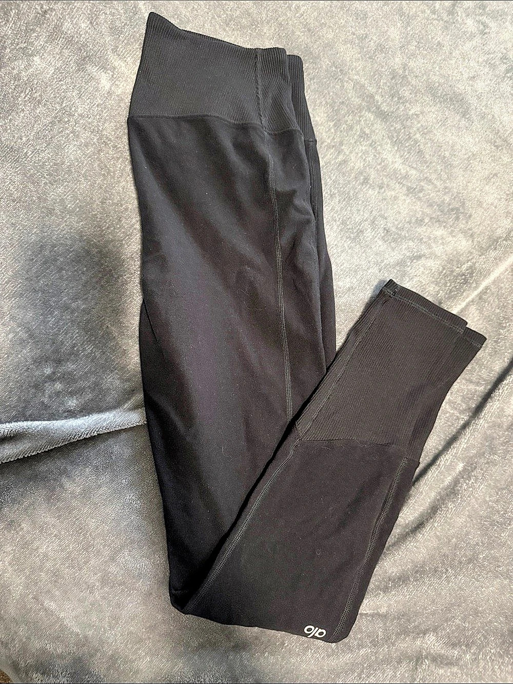 Alo Black Ribbed  Leggings Size Medium